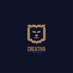 Lion Minimal Line Art Logo Template