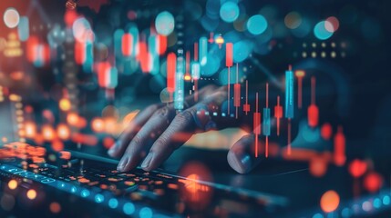 Trader's hand highlighting support and resistance levels on trading chart, applying technical analysis techniques to optimize trading decisions.