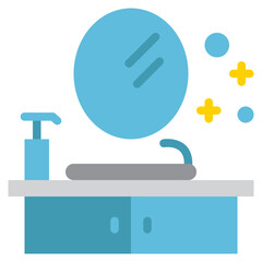 mirror sink bathroom toilet flat style