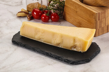 Hard parmesan cheese piece triangle