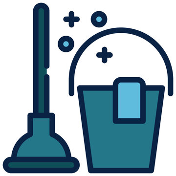 recommend clip art: plunger pump toilet bathroom cleaning filled outline