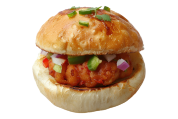 Vada pav indian food isolated on transparent background