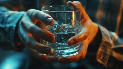 Close up of a person holding a glass of water - Powered by Adobe