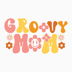 Groovy mom retro t shirt design vector
