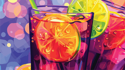 Fresh summer cocktail in glass closeup style vector