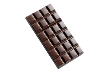 Dark chocolate bar isolated on transparent background