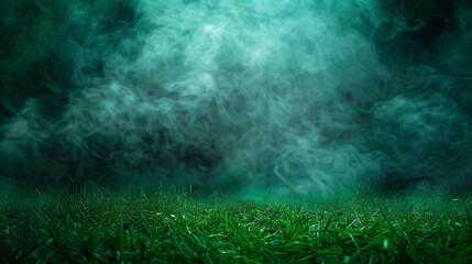 Smoke green background dark ground light smell toxic black bad fog stadium stink mist. Background...