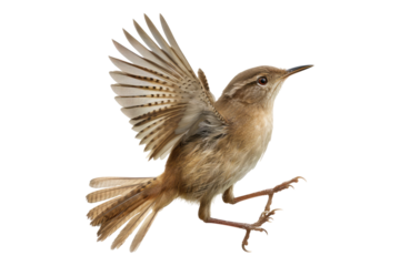 Wren dancing isolated on transparent background