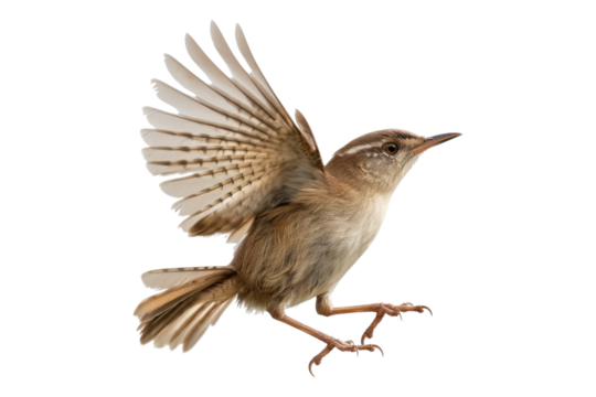 Wren dancing isolated on transparent background