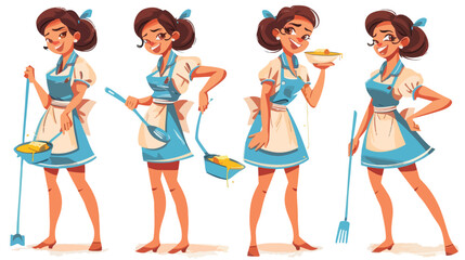 Funny housewife on white background style vector
