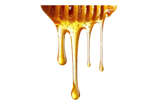 Dripping liquid honey isolated on transparent background