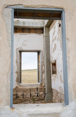 Fototapeta na wymiar The Ruins of the Post Hospital at Fort Laramie National Historic Site, Trading Post, Diplomatic Site, and Military Installation in Wyoming