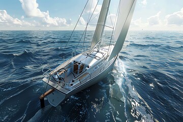 Fototapeta premium Sailboat Sailing boat on the ocean High angle view