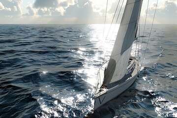 Fototapeta premium Sailboat Sailing boat on the ocean High angle view