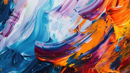 Creative composition of swirling paint strokes and brushstrokes on canvas, expressing artistic expression and fluidity.