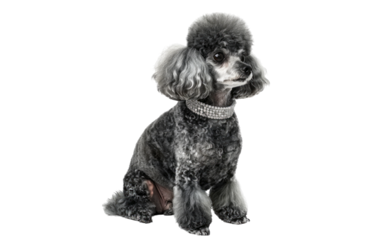Elegance in gray teacup poodle isolated on transparent background