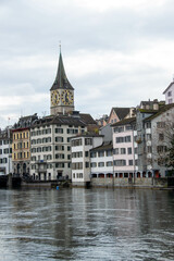 Fototapeta na wymiar Scenic summer view of the Old Town architecture of Zurich
