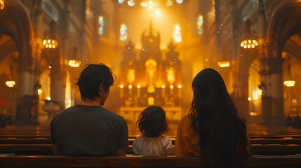 Fototapeta premium Sacred Family Moment in a Place of Contemplation