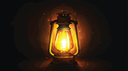 Glowing lamp on black background style vector