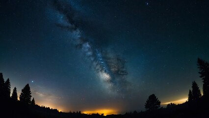 Fototapeta premium time clouds over the city Starry Night Celestial Symphony