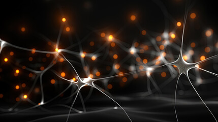 Black and White Image of a Neuron Cells On a Blurry Background