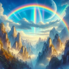 rainbow sparkles above the clouds