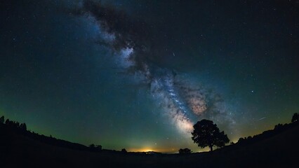 sunset in the mountains Starry Night Celestial Symphony