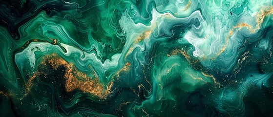 Swirls of emerald green and sapphire blue, blending like marbled ink