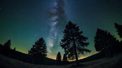 Fototapeta premium forest in the night Starry Night Celestial Symphony