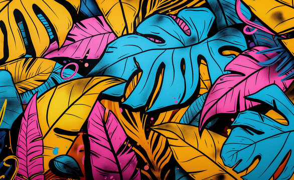 Urban Jungle: Graffiti Tropical Leaves in Hip Hop Style