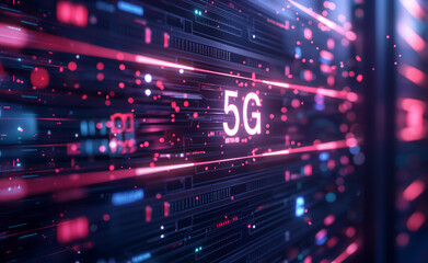 5G Illuminated: Next-Gen Wireless Technology on Dynamic Server Background
