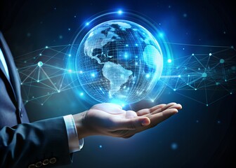 world connection globe in hands