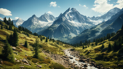 Obraz premium A Magnificent Snowy Mountain Landscape Background