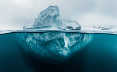 Underwater Perspective: Half Submerged Iceberg