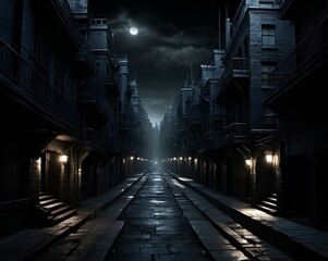 street in the city, steet in the night, scene of the city, night in the city, scene of the building, black building blackground