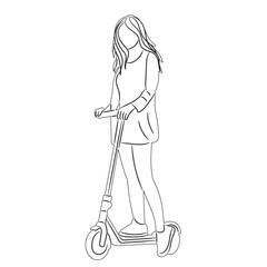 woman riding a scooter sketch on a white background vector