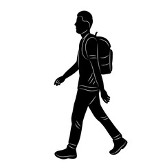 man with backpack silhouette on white background vector