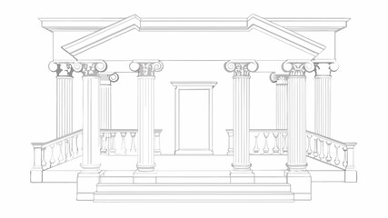 Captivating Line Drawing: Architectural Marvel of Balcony Railing & Columns