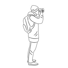 photographer taking pictures sketch on white background vector