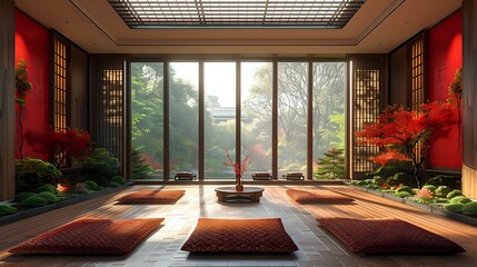 Serene and contemplative interior vista with a rich cultural heritage