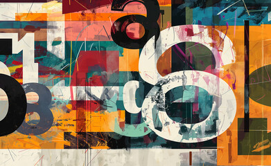 Numeric Energy: An Abstract Collage of Numbers in Flat Art Style