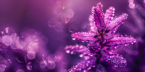 A purple flower with raindrops on it