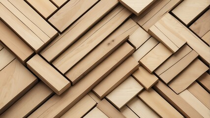 beige wood theme vintage striped diagonal lines and blocks pattern abstract background from Generative AI