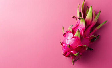 Dragon Fruit Against a Pastel Pink Background.