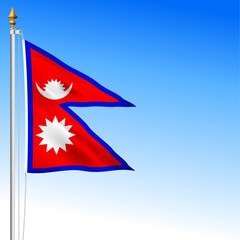Nepal official national waving flag, asiatic country, vector illustration