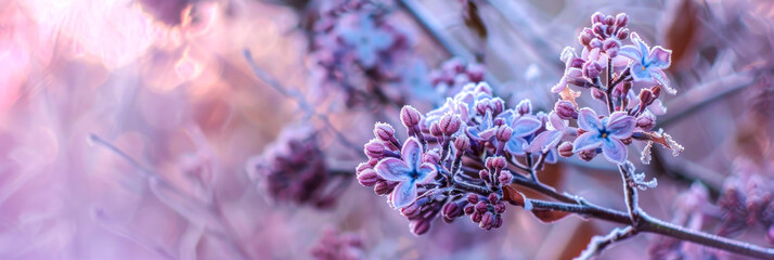 A close up of a purple flower with frost on it - Powered by Adobe