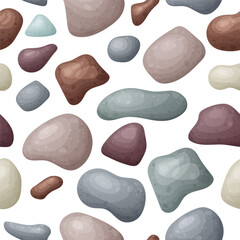 Smooth pebble stone seamless pattern. Gravel cobblestone texture background. Garden walkway landscape. vector floor illustration