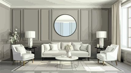 Stylish interior of modern room with mirror Vector style