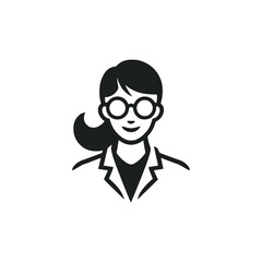 simple woman scientist smart genius logo vector illustration template design