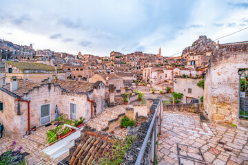 View of the ancient town of Matera, Sassi di Matera in Basilicata, southern Italy